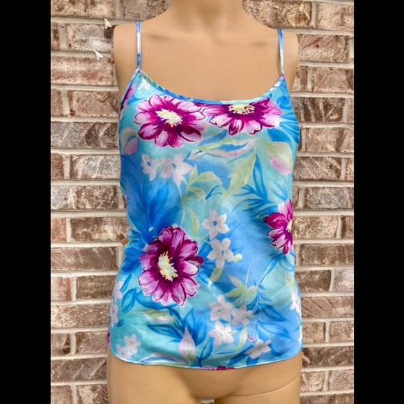 Blue floral silky cami top - Picture 2 of 5
